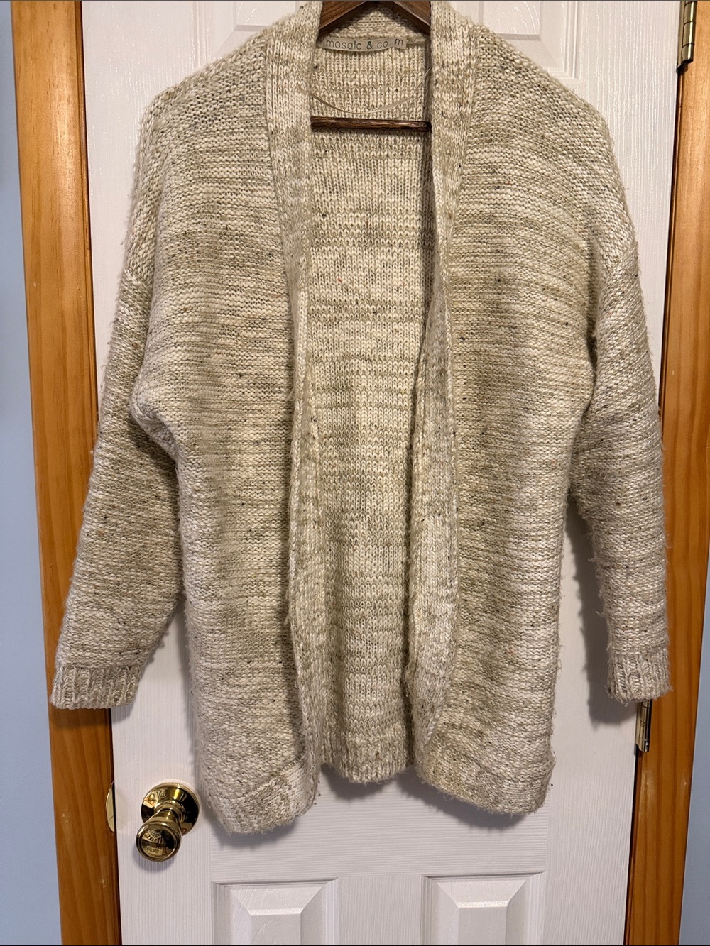 Mosaic and co- Cream Open-Front Knit Cardigan Sweater